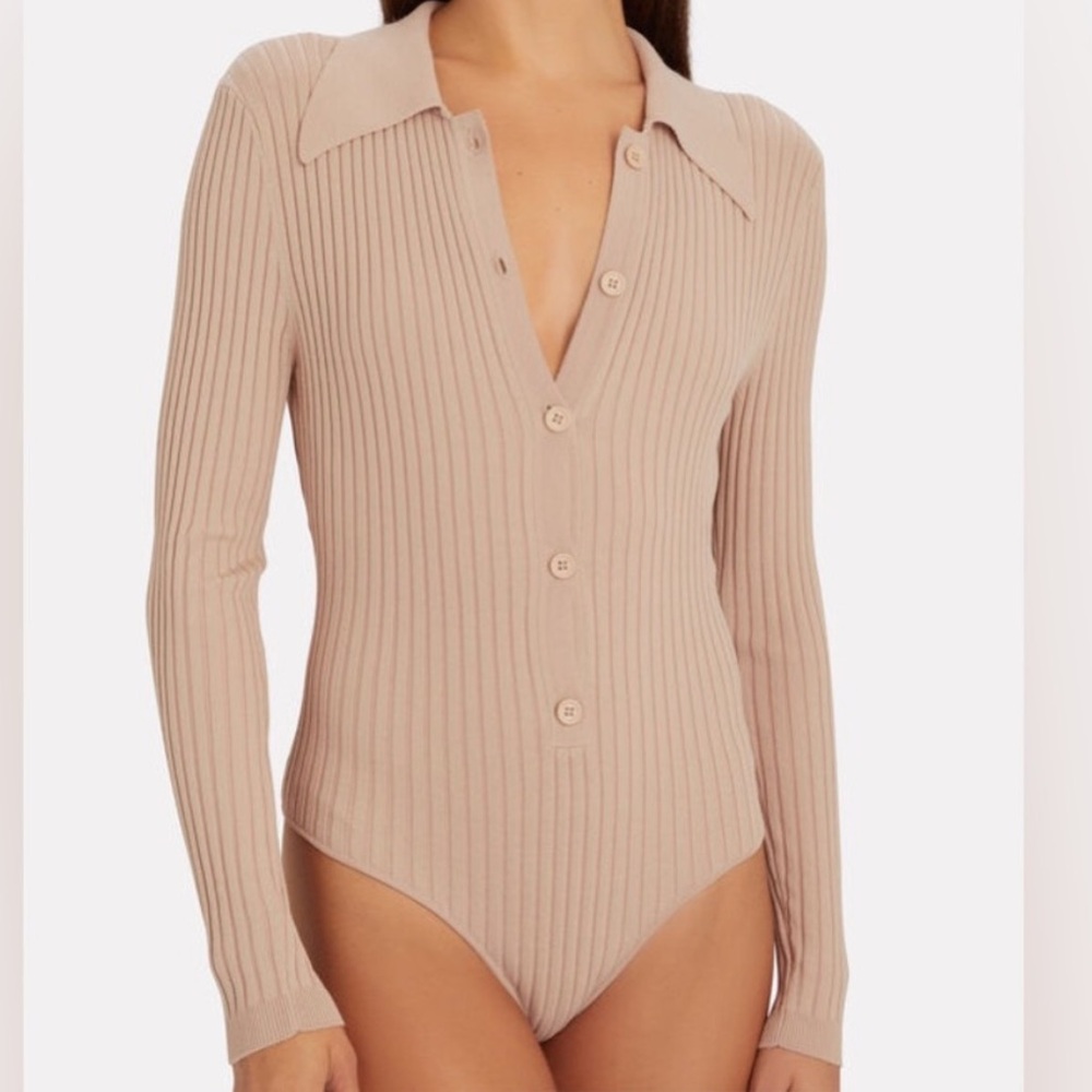 NWOT Ronny Kobo Cyndie Rib Polo Knit Bodysuit